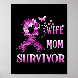 Ehefrau Mama Überleben Brustkrebs Bewusstsein Pink Poster