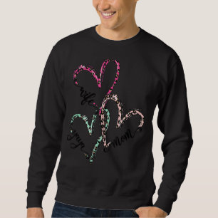 Ehefrau Mama Yaya Leopard Herz Valentine Frauen Sweatshirt