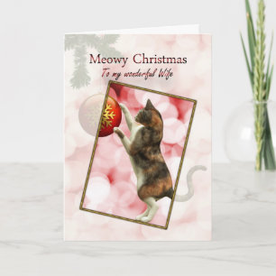 Ehefrau, Meowy Weihnachten mit einer playful Katze