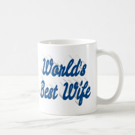 Ehefrau mit Blue-Halbtext-Tasse Kaffeetasse