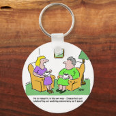Ehefrau mit Friend Discussing Husband. Funny Carto Schlüsselanhänger (Vorderseite)