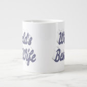 Ehefrau mit grauer Halbtext-Riesenkaffee-Tasse Jumbo-Tasse (Vorderseite)