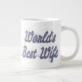 Ehefrau mit grauer Halbtext-Riesenkaffee-Tasse Jumbo-Tasse