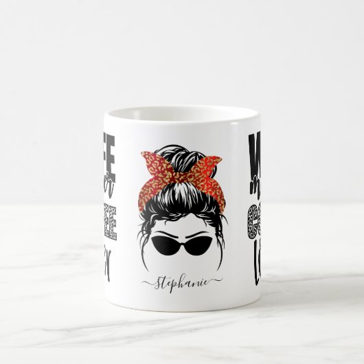 Ehefrau Mutter Kaffee Lover Messy Bun Mama Leben l Kaffeetasse (Mittel)
