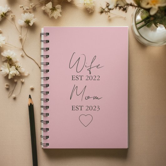 Ehefrau & Mutter seit – Minimalistisches Valentins Notizblock