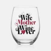 Ehefrau Mutter Wein Lover Weinglas Ohne Stiel (Vorderseite)
