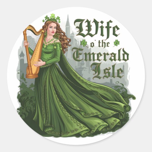 Ehefrau o'the Emerald Isle - Celtic Irish Elegance Runder Aufkleber (Vorderseite)