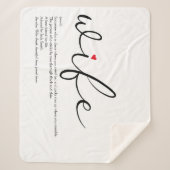 Ehefrau Red Liebe Herz Elegantes Script Personalis Sherpadecke (Vorderseite)