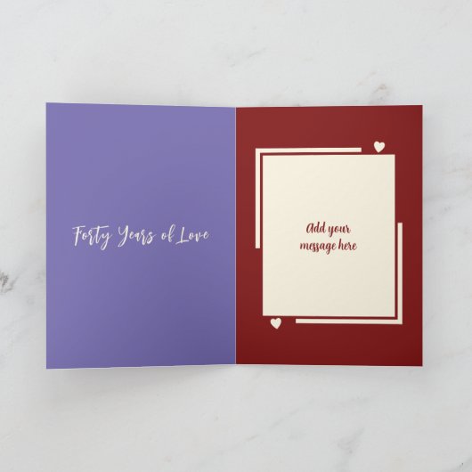 Ehefrau Ruby 40 Jahre lila Karte (Innenseite)