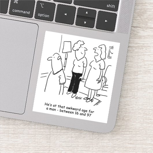 Ehefrau sagt, dass Husband in einem Zeitalter des Aufkleber (Detail)