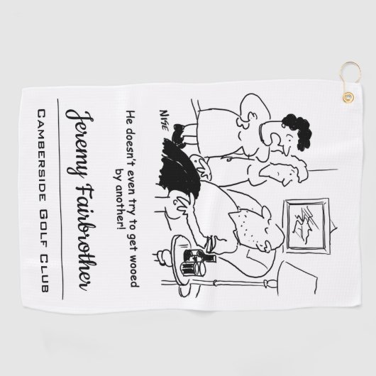 Ehefrau sagt, dass Husband nicht versucht, sich zu Golfhandtuch (Horizontal)