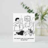 Ehefrau sagt, dass Husband nicht versucht, sich zu Postkarte (Stehend Vorderseite)