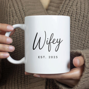 Ehefrau Schwarz Schrift-Typografie Gründungsjahr Kaffeetasse