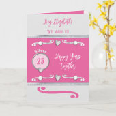 Ehefrau Silber 25. Jubiläum rosa Karte (Gelbe Blume)