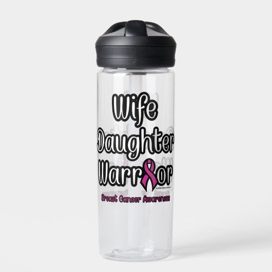 Ehefrau-Tochter-Krieger...Brustkrebs Trinkflasche (Vorderseite)