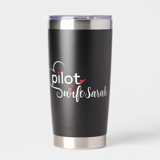 Ehefrau-Typografie und Flugzeug, einfach, Minimali Thermobecher (Vorderseite)