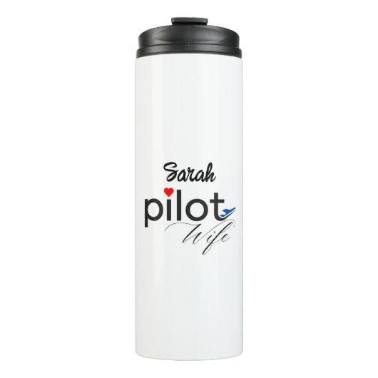 Ehefrau-Typografie und Flugzeug, einfach, Minimali Thermosbecher (Vorderseite)