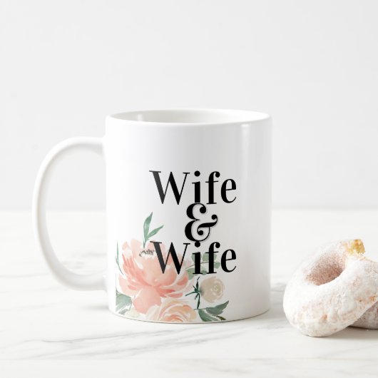 Ehefrau und Ehefrau im Wasserfarbenfrohen Frühling Kaffeetasse (Mit Donut)