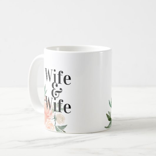 Ehefrau und Ehefrau im Wasserfarbenfrohen Frühling Kaffeetasse (Vorderseite Links)