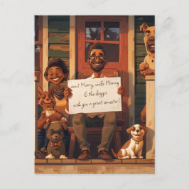 Ehefrau und Ehemann mit Hunden Postkarte