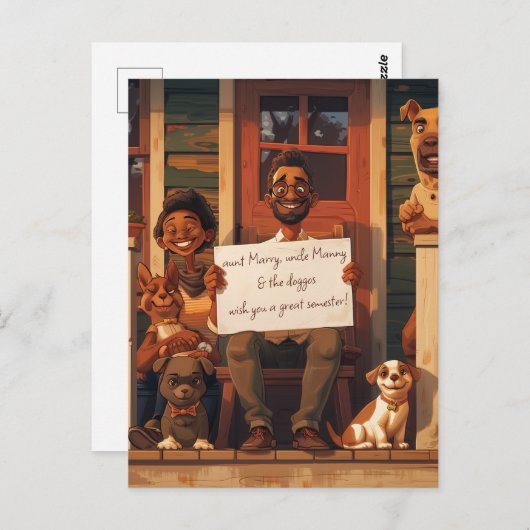 Ehefrau und Ehemann mit Hunden Postkarte (Vorne/Hinten)