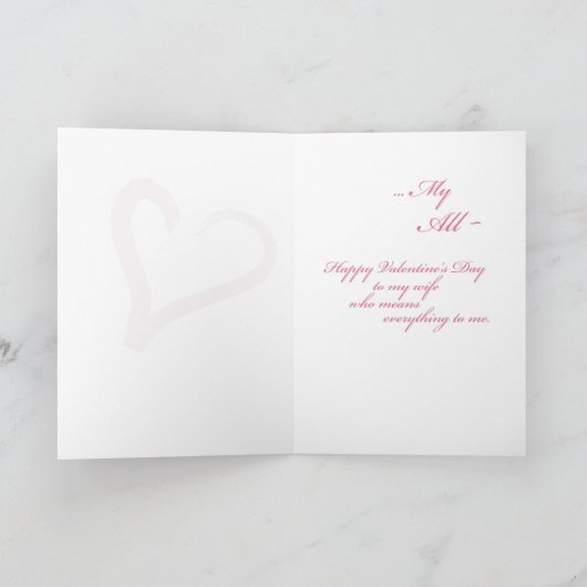 Ehefrau Valentinstag Feiertagskarte (Innenseite)