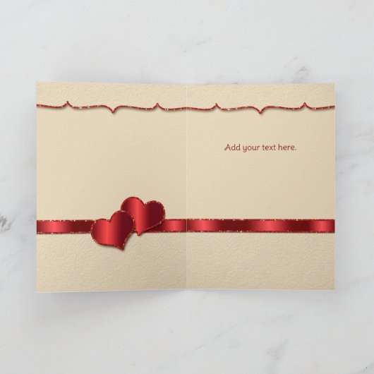 Ehefrau Valentinstag Zwei satinierte rote Herzen (Innenseite)