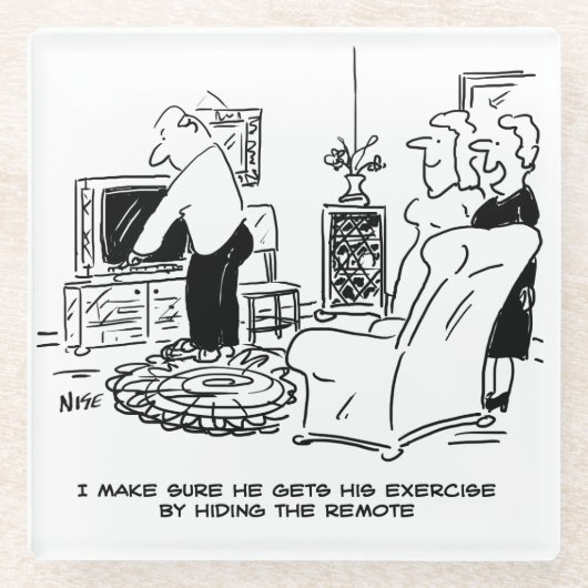 Ehefrau Versteckt die Remote-Kontrolle des Fernseh Glasuntersetzer (Vorderseite)