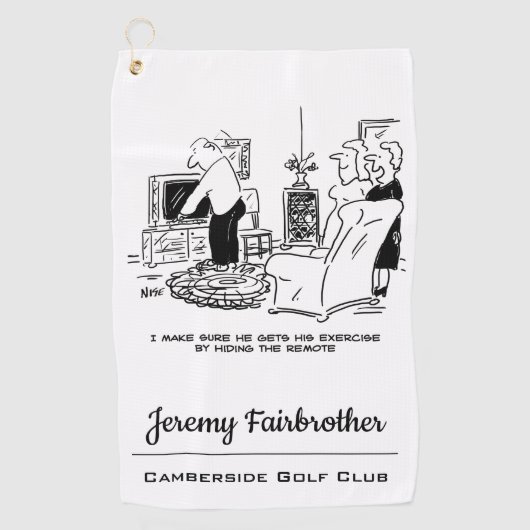 Ehefrau Versteckt die Remote-Kontrolle des Fernseh Golfhandtuch (Vorderseite)