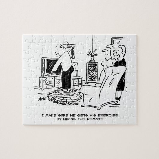 Ehefrau Versteckt die Remote-Kontrolle des Fernseh Puzzle (Horizontal)