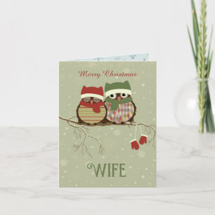 Ehefrau Vintage Eulen Weihnachten Karte