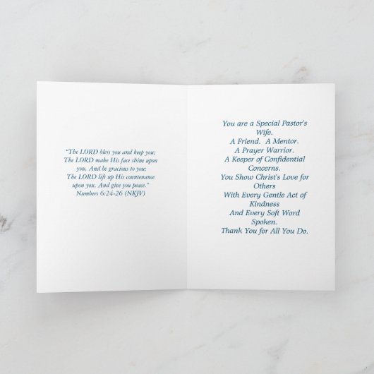 Ehefrau von Pastor: Danke Karte (Innenseite)