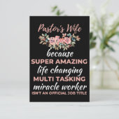 Ehefrau von Pastor, weil sich das Phantastische Le Dankeskarte (Stehend Vorderseite)