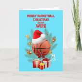 Ehefrau Weihnachtsbasketball Feiertagskarte (Vorderseite)