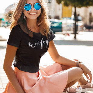 Ehefrau Weiß Moderne weiße Schrift schwarz Damen T-Shirt