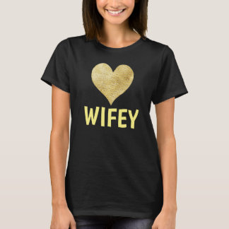 EHEFRAU WIFEY CHRISTMAS GLITZER HERZ T - SHIRT