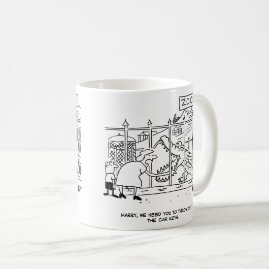 Ehefrau will Ehemann Autoschlüssel werfen, Funny Z Kaffeetasse (VorderseiteRechts)