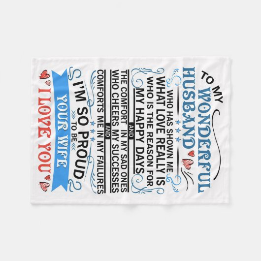 Ehefrau zu meinem wunderbaren Ehemann Fleecedecke (Vorderseite (Horizontal))