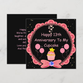 Ehefrau zum 13. Jubiläum Pink Lace Cupcake Karte