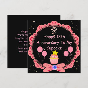 Ehefrau zum 13. Jubiläum Pink Lace Cupcake Karte