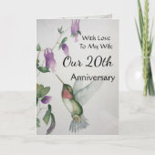 Ehefrau zum 20. Jubiläum Hübsch Hummingbird Karte (Vorderseite)