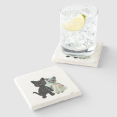 Ehekatzen Steinuntersetzer (Seitenansicht)