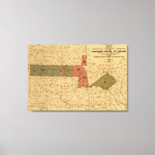 Ehemalige Grenzen auf Cherokee "Nation" des Leinwanddruck