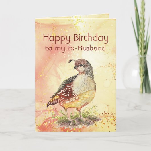 Ehemaliger Ehemann Birthday California Quail Bird Karte (Vorderseite)