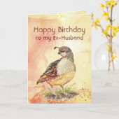 Ehemaliger Ehemann Birthday California Quail Bird Karte (Gelbe Blume)