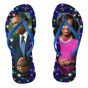 EHEMALIGER PRÄSIDENT OBAMA UND MICHELLE BADESANDALEN