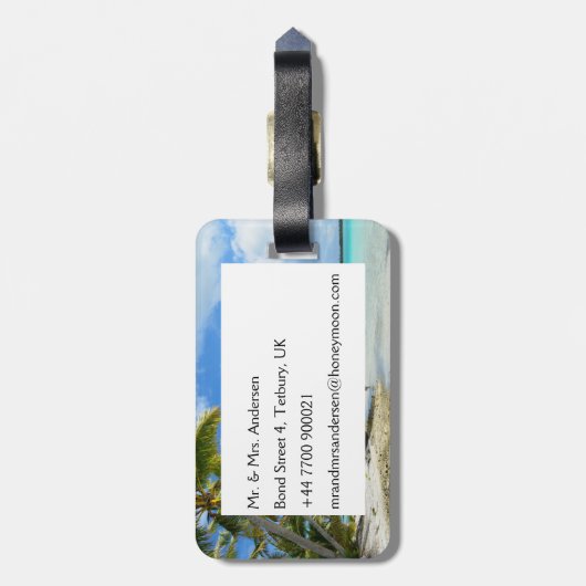 Ehemals verheiratetes Gepäckstück mit tropischer H Gepäckanhänger (Rückseite vertikal)