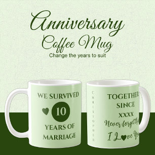 Ehemann 10 Jahre Ehe geschätztes Jahr grün Kaffeetasse