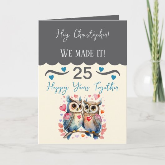 Ehemann 25. Jubiläumsaugen graublau Karte (Vorderseite)