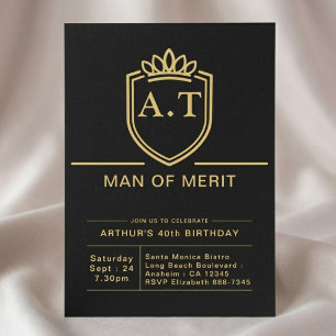 Ehemann 40. Geburtstag 40 Jahre Schwarz Gold Party Einladung